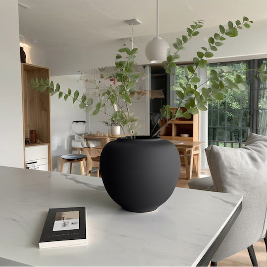 SteweHome Vază Decorativă Ceramică Neagră