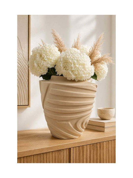 SteweHome Διακοσμητικό Βάζο Κεραμικό Μπεζ Y22cm