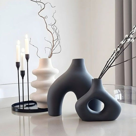 SteweHome Set Vaze Decorative Ceramice Negre 2 Bucăți