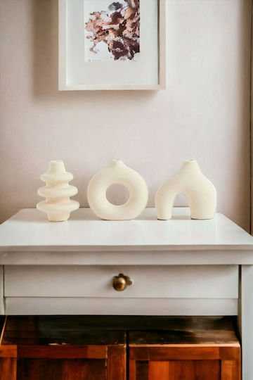 SteweHome Set Decorative Vases Concrete White 3pcs