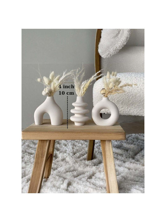 SteweHome Set Vaze Decorative Din Beton Albe Y10cm 3 Bucăți