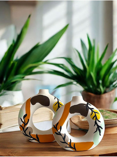 SteweHome Set Vaze Decorative Ceramice Bej 2 Bucăți
