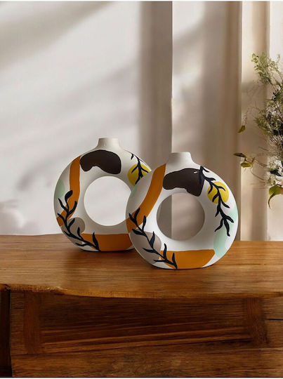 SteweHome Set Vaze Decorative Ceramice Bej 2 Bucăți