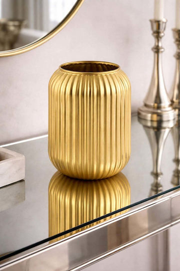 SteweHome Decorative Glass Vase Gold 10x10xH20cm