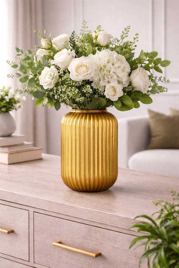 SteweHome Decorative Glass Vase Gold 10x10xH20cm