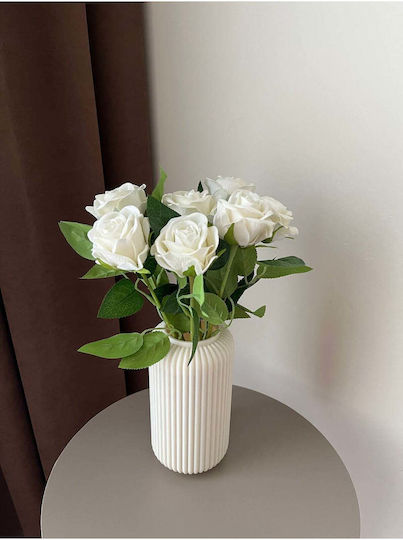 SteweHome Decorative White Plastic Vase Φ15xH15cm
