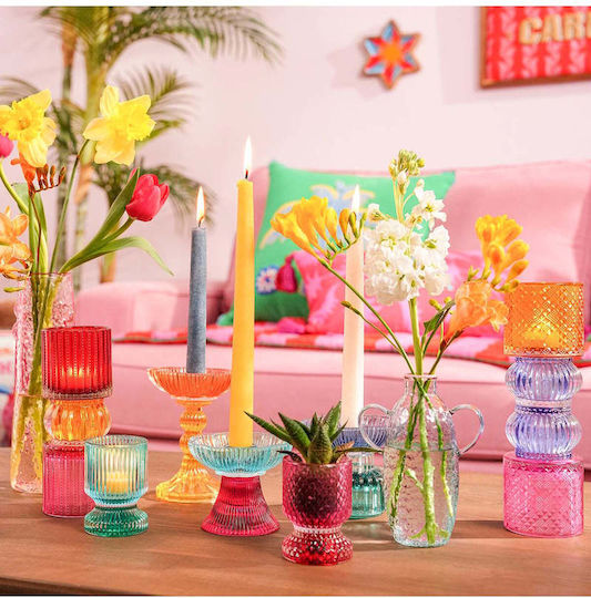 SteweHome Decorative Multicolour Glass Vase