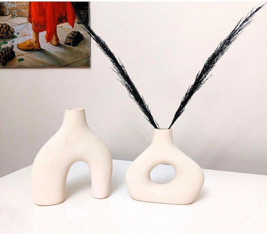 SteweHome Set Vaze Decorative Ceramice Bej 2 Bucăți