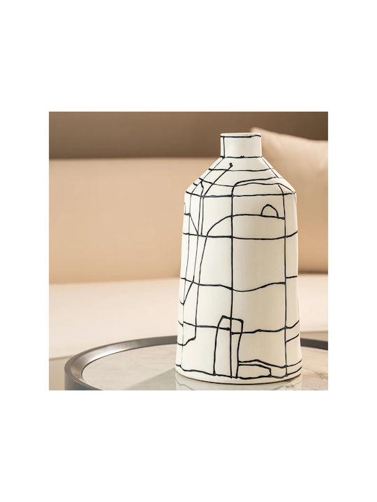 SteweHome Set Decorative White Ceramic Vases H35cm 2 Pieces