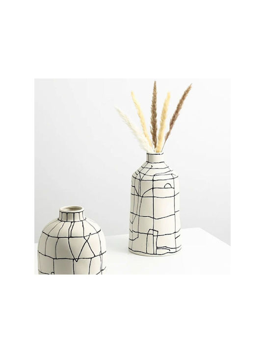 SteweHome Set Decorative White Ceramic Vases H35cm 2 Pieces