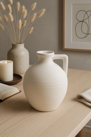 SteweHome Decorative Beige Ceramic Vase