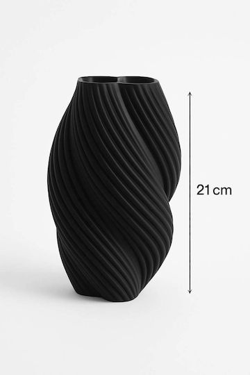 SteweHome Plastic Black Vase 3x3xH21cm