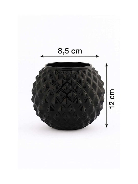 SteweHome Decorative Black Glass Vase H12cm