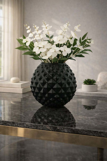 SteweHome Decorative Black Glass Vase H12cm