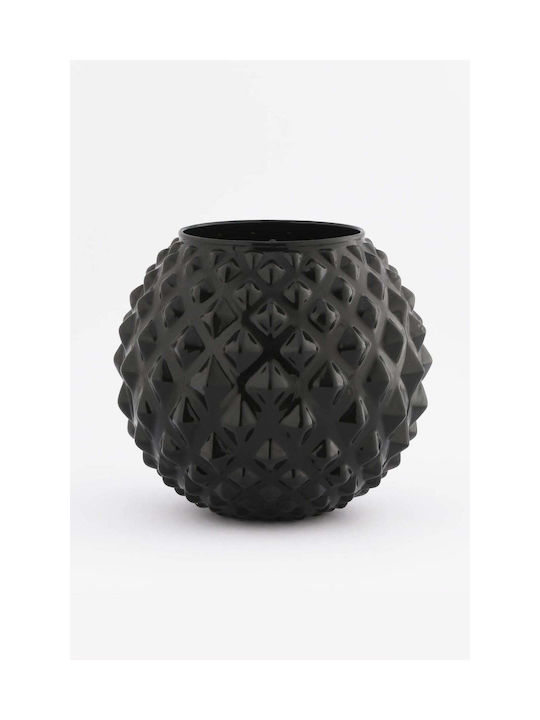 SteweHome Decorative Black Glass Vase H12cm