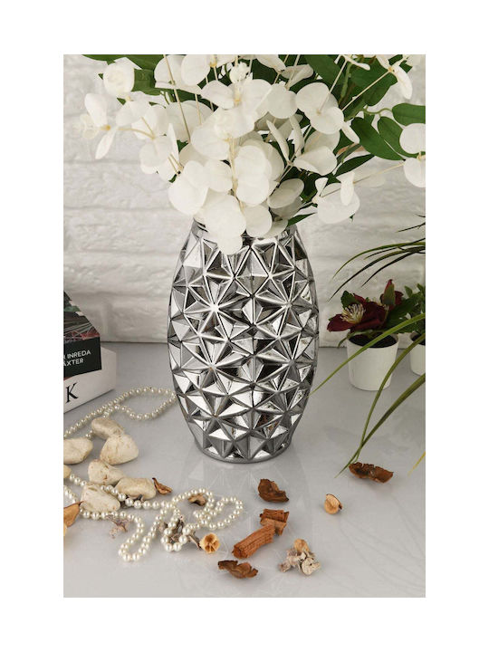 SteweHome Decorative Grey Glass Vase