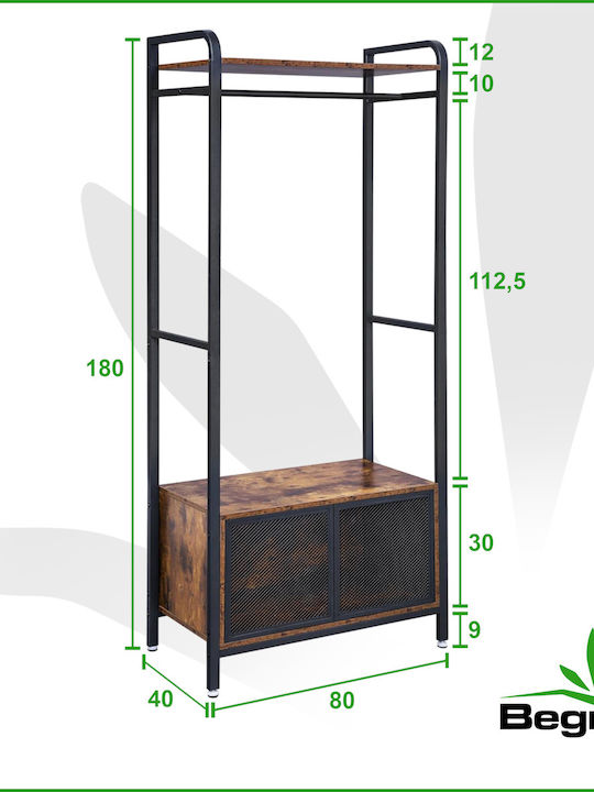 Bothwin (Jolin) Κρεμάστρα Δαπέδου από Μέταλλο Καφέ 80x40x180cm