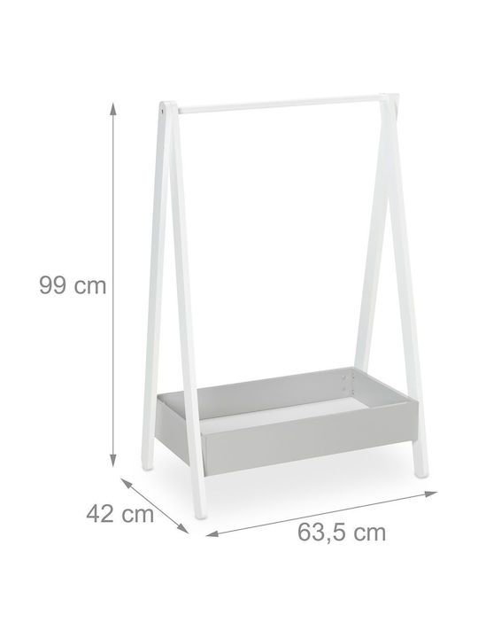 Relaxdays Wooden White Garment Rack 99x63.5cm
