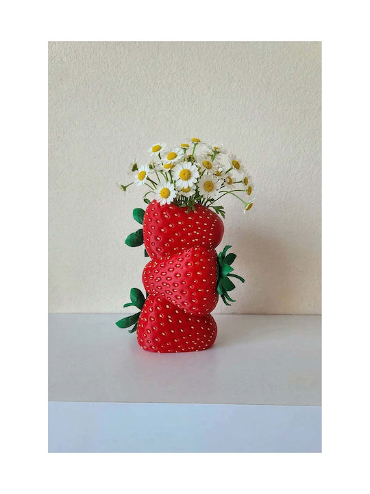 SteweHome Vază Decorativă Din Plastic Roșie 3x3xÎcm