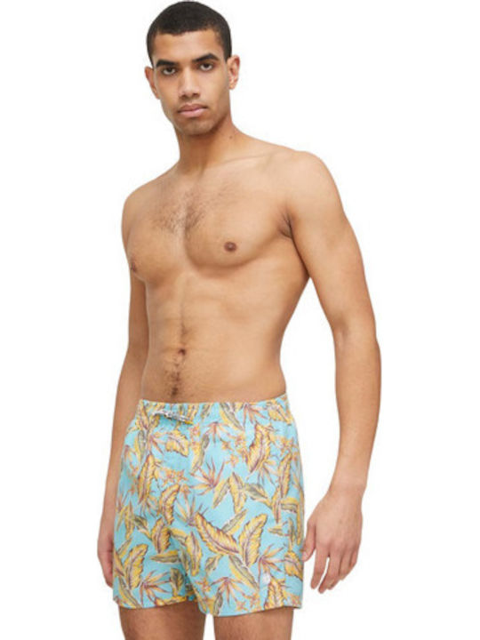 Faris Men's Swimwear Shorts Light Blue Floral