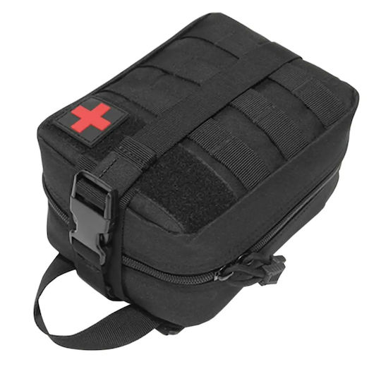 Kit de Supraviețuire Zola Foarfecă Pensetă Bandaje Garou Comprese Pătură Termică Sistem de Atașare Molle Impermeabil 20 × 15 × 11 Cm Negru