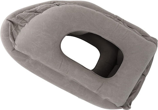 Aufblasbares Reisekopfkissen Samt mit Etui Beige