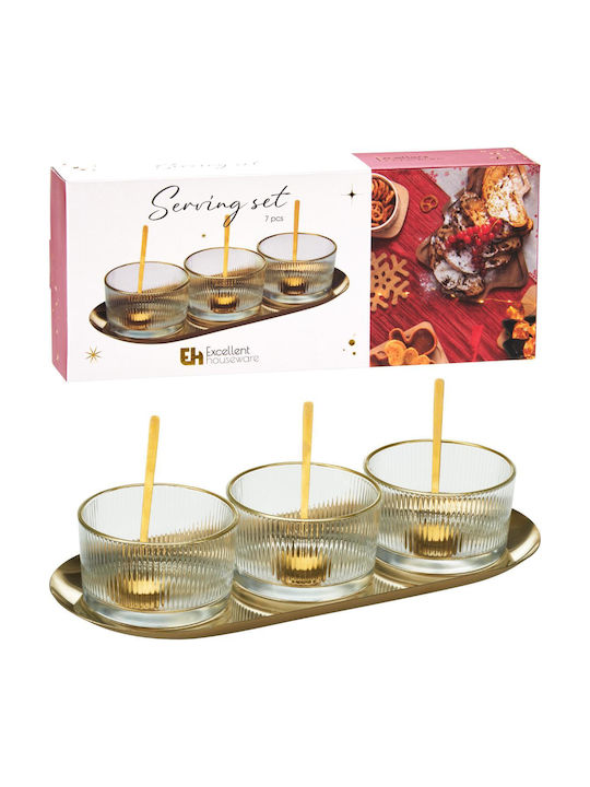 Glas Dessert Turm Ständer 3 Abschnitte Gold Ø9cm