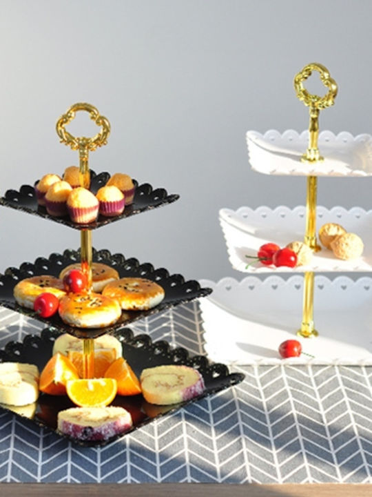 Cake Land Πλαστική Εταζέρα 3 Ορόφων Μαύρη