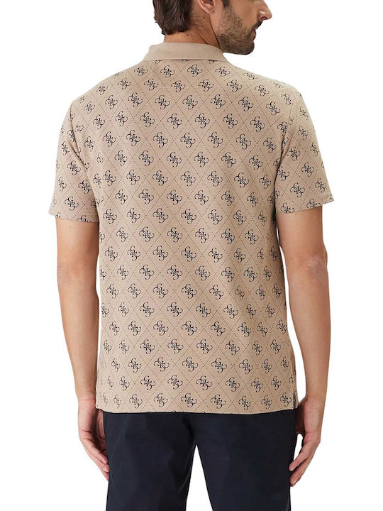 Guess Tricou Polo Taupe/Albastru