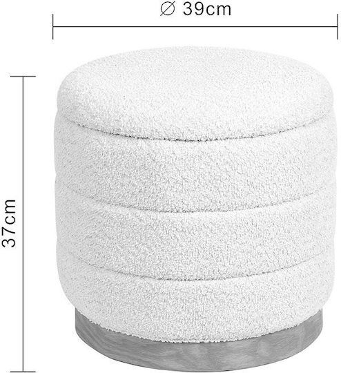 Footstool With Storage Space Upholstered With Fabric Pelen White 39x39x37cm