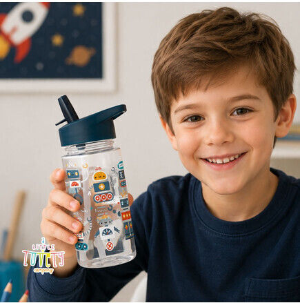 A Little Lovely Company Kids Plastic Water Bottle with Straw Tritan 450ml