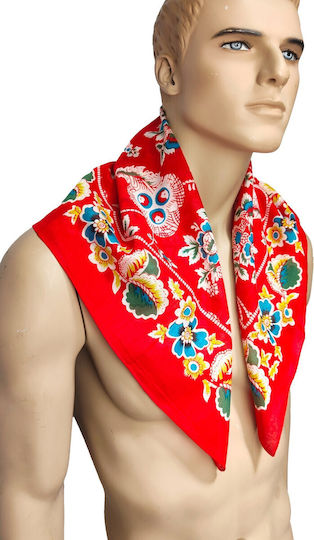 Thracian Kalemkeri Red Headscarf of the Anastenarides Cotton 73x73cm Mark214 Red