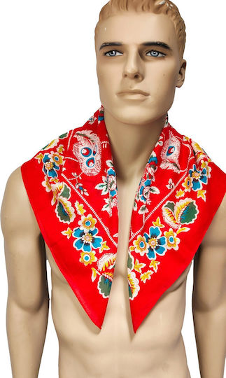 Thracian Kalemkeri Red Headscarf of the Anastenarides Cotton 73x73cm Mark214 Red