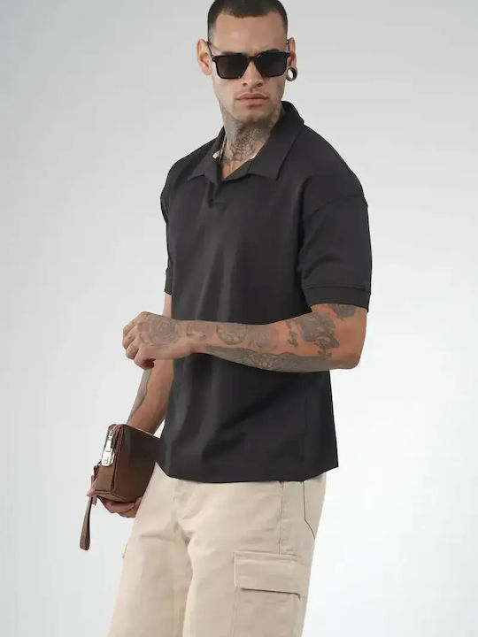 Polo Short Sleeve Black Blouse