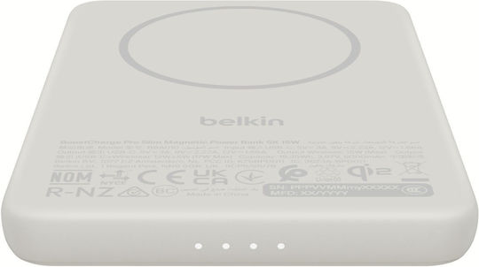 Belkin BoostCharge Slim Magnetic Power Bank 5000mAh 15W με Θύρα USB-C Μπεζ