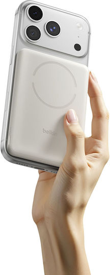 Belkin BoostCharge Slim Magnetic Power Bank 5000mAh 15W με Θύρα USB-C Μπεζ
