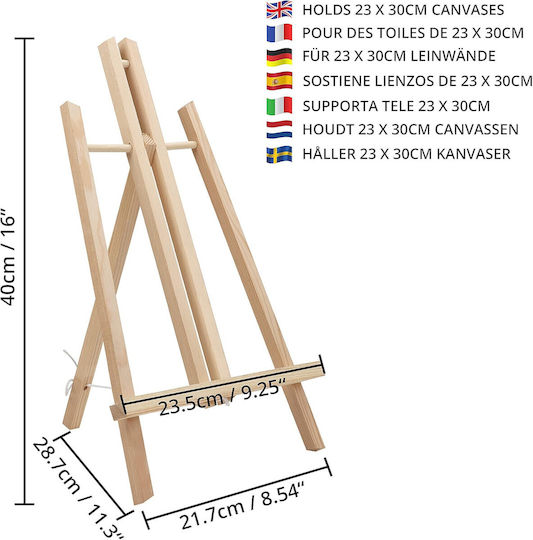 Set 4 Șevalete Din Lemn Belle Vous Înălțime 40cm Pânză 23x30cm Pliabil