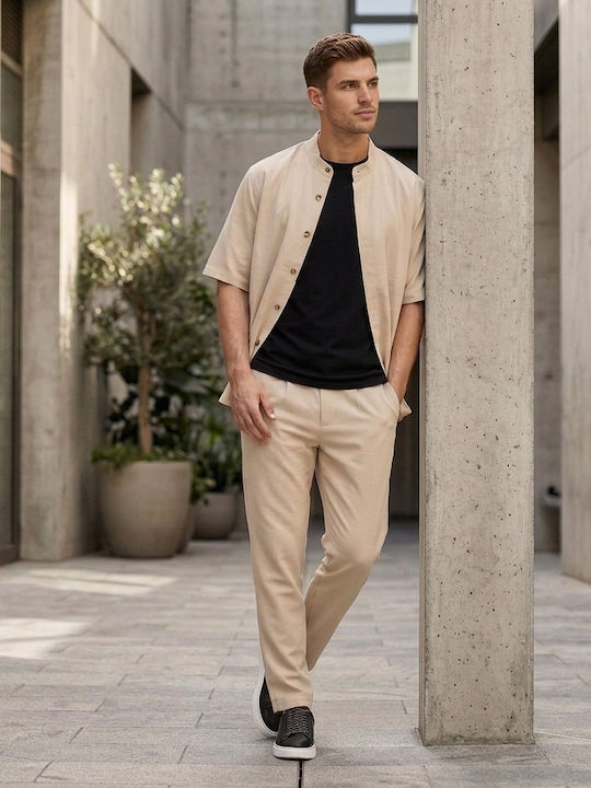 Trousers Set in Loose Fit Beige