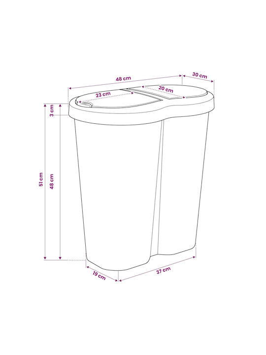 vidaXL White Waste Bin 30x51x48cm