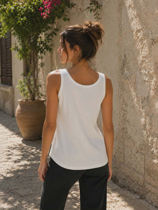 Women's Cotton Sleeveless White Blouse