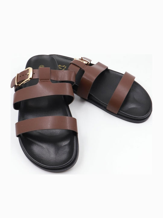 Damen Flache Sandalen Braun