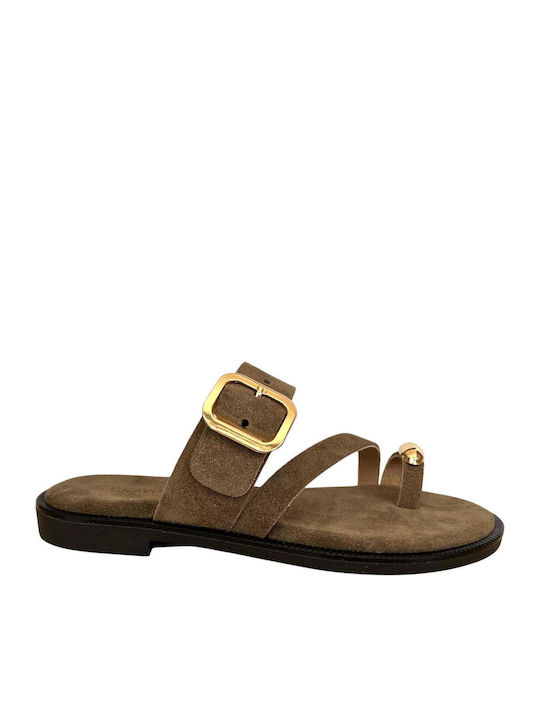 Leather Women's Flat Sandals Rose Gold