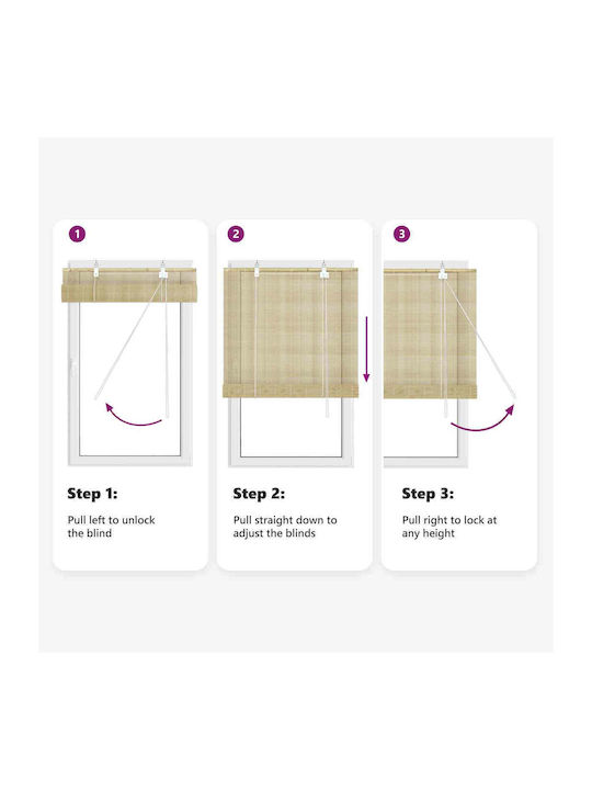 vidaXL Bamboo Roller Blind in Beige 50x220 cm
