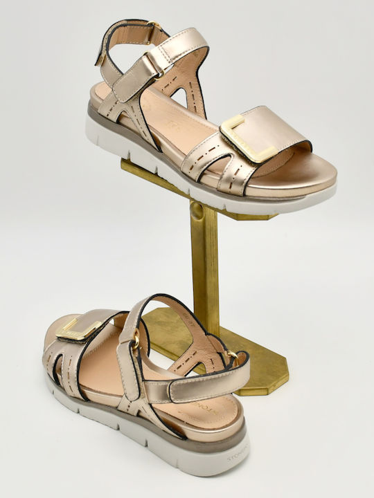 Elody Кожени Дамски Анатомични Сандали Flatforms Кафяви