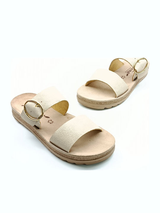 Sandale Casual Damă Din Piele Bej