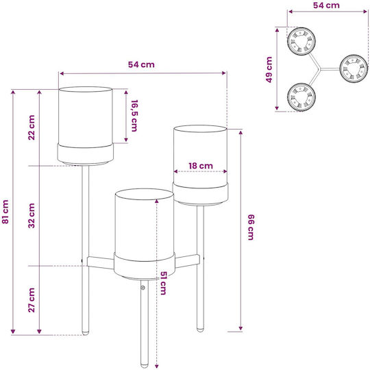 vidaXL Suport pentru ghiveci Metalic Alb 54x49x81cm