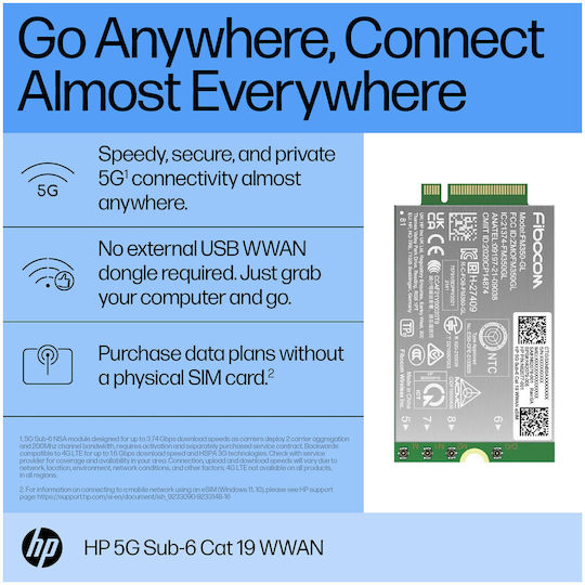 Hp 5g Sub-6 Cat 19 Wwan Am5r4aa 5g Ραδιο-modem Φορητούς Υπολογιστές