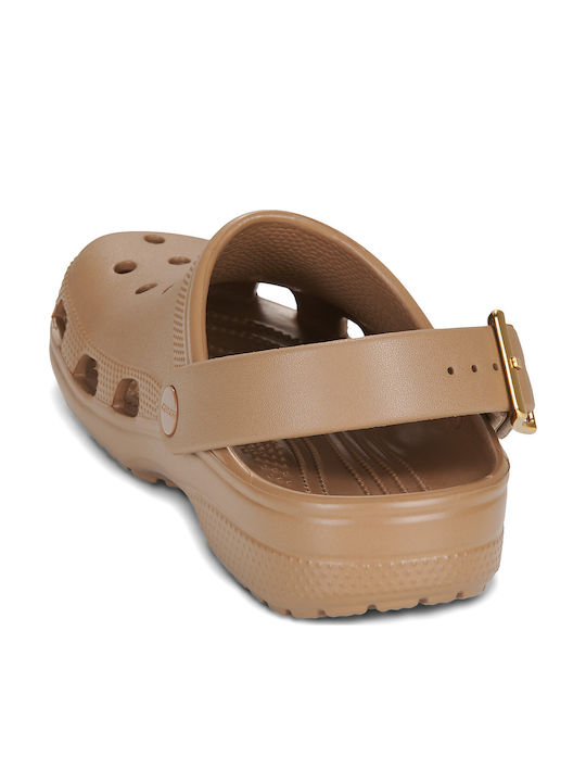 Crocs Classic Γυναικεία Σαμπό Καφέ