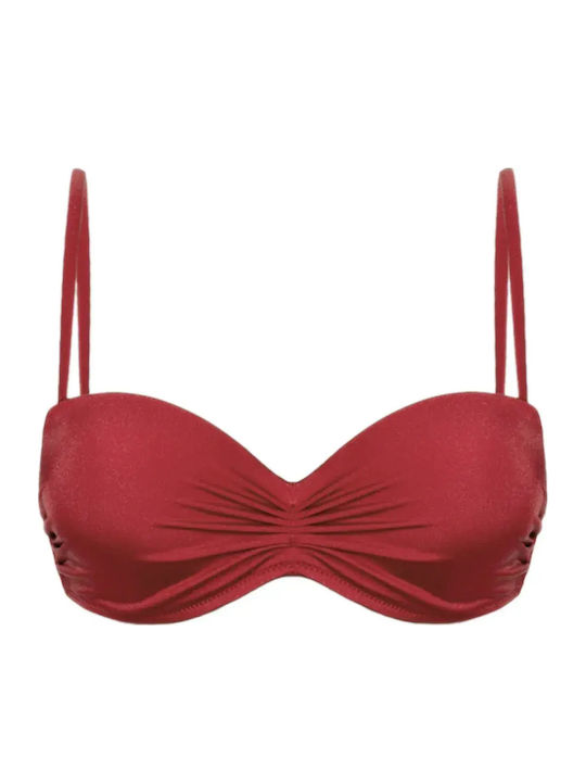 Top De Bikini Fără Bretele Burgundy