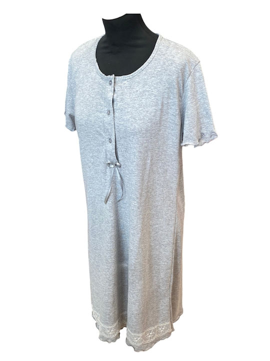 Nina Club Sommerliches Damen-Nachthemd Grau